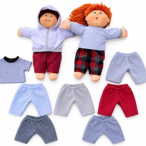 FALL, Cabbage Patch Clothes, Fits 16" Boy Doll, Grey Burgundy Red Collection.T-shirt, Pants, Flannel Fleece, Corduroy Jacket, MIX and MATCH