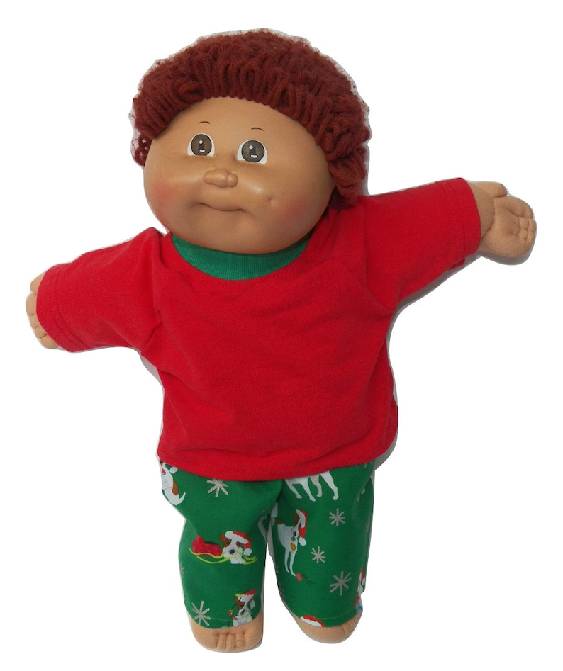 Cabbage Patch Doll Clothes Fits 16 Boy Includes One handmade Green Reindeer Pajamas NO DOLL