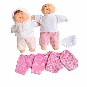 Cabbage Patch Clothes, Fits 14" Girl / Preemie, White Hooded Zip Up Jacket, Pink Floral Pants, T-shirt, Undies, MIX and MATCH