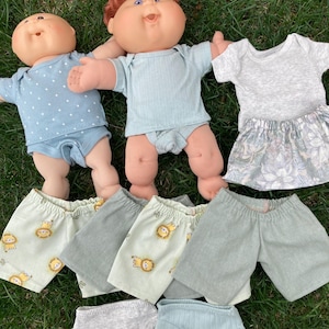 Cabbage Patch Clothes, Fits 14" Boy, Girl or Preemie Doll. MIX and MATCH. Choose T-shirts, Undies, Pants, Mint GREEN Grey Collection