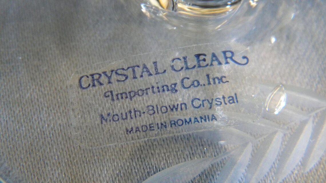 Vintage Crystal Clear Etched Hand Blown Romanian Wine Glasses Etsy