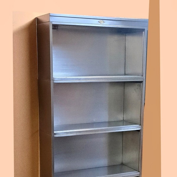 Metal Barrister Bookcase 4 Section Refinished Vintage Mid Century ART METAL Industrial Bookshelf Display Office Storage INV 37