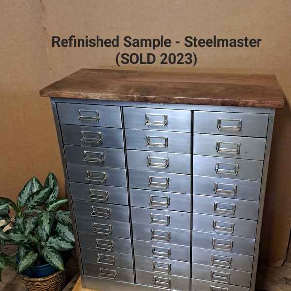 30 Drawers Vintage Refinished Organizer Cole Steel Industrial Parts Cabinet Crafters Storage Jewelry Box Apothecary INV-27