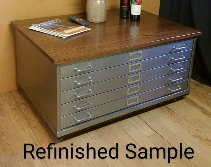 Flat File Coffee Table Artist Print File INV34 Vintage Steel Etsy