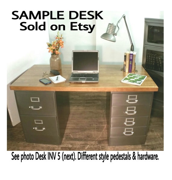 Metal Desk Vintage Industrial Refinished Steel Age Office Desk Etsy