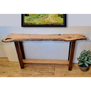 Live Edge 60" Oak Hall Table Natural Pecky Oak Entryway Table Sofa Table T-18 FREE SHIPPING to US mainland!