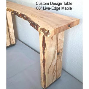 Live Edge Ambrosia Maple Console Table 60" Solid Wood Sofa Table Designer Styling