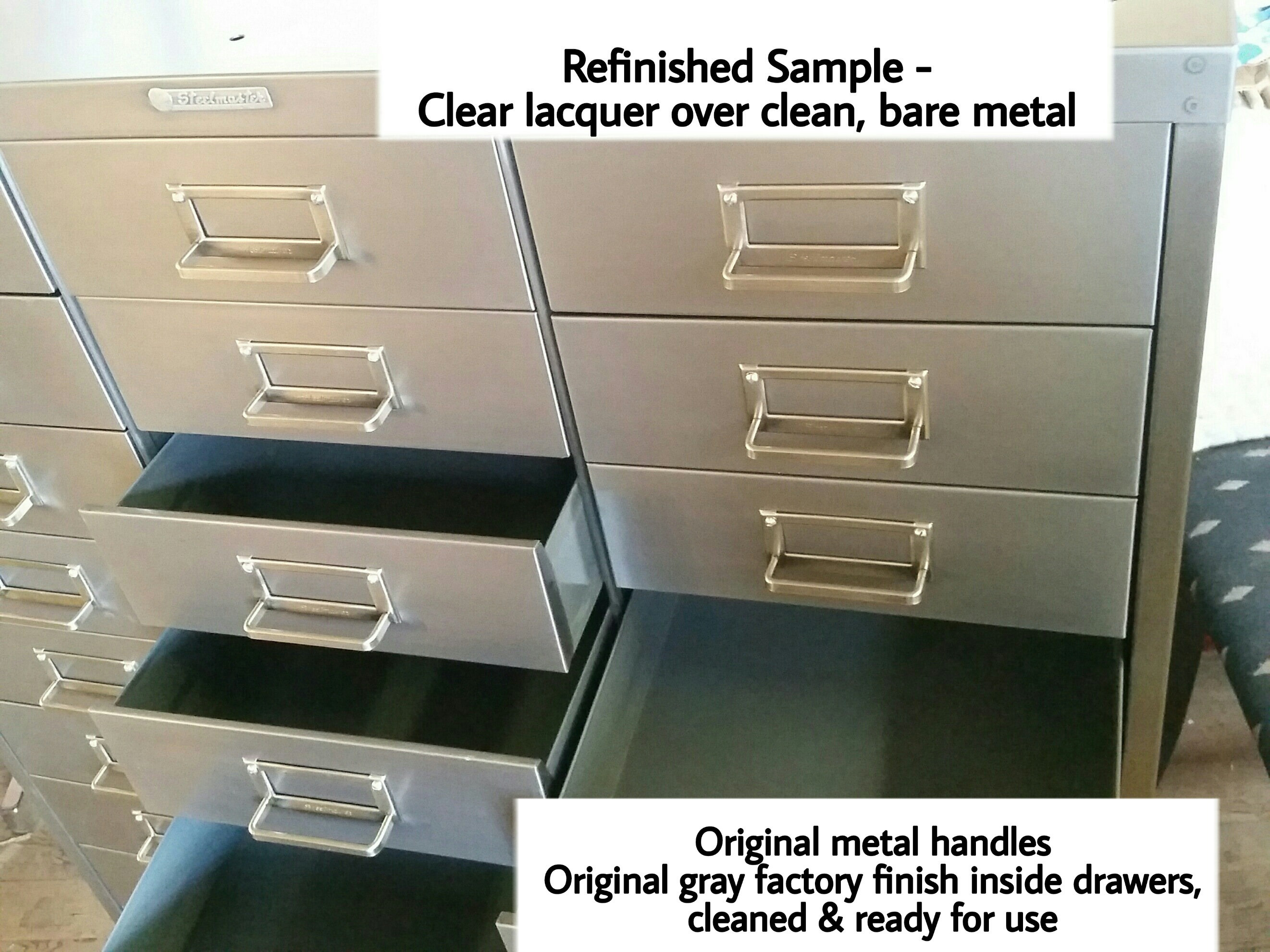 Organizer 30 Drawers Vintage Refinished Metal Steelmaster Industrial Parts Cabinet Crafters Storage INV 23 Matched Pair Available