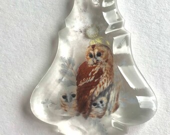 Tawny owl sun catcher with her owlets.