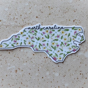 North Carolina Floral Water-Resistant Sticker