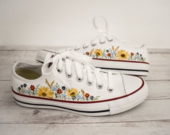 Floral Custom Painted Low Top Converse