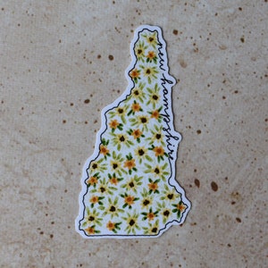 New Hampshire Floral Water-Resistant Sticker