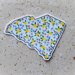 South Carolina Floral Water-Resistant Sticker