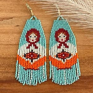 Russian Nesting Doll Earrings, Matryoshka Earrings, Babushka Earrings, Handbeaded folk art earrings, Cute wearable Slavic gift for her