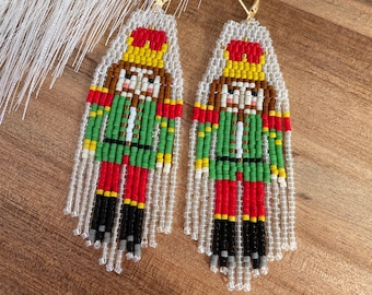 Nutcracker Earrings: Handbeaded Christmas Jewelry