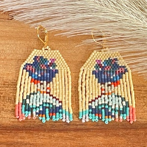 Matisse earrings, Woman in Hat by Matisse earrings, Handbeaded wearable art earrings, Matisse gift for her, Vintage-style art gift for her