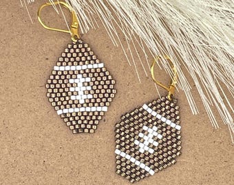 Football Beaded Earrings: Handwoven Sports Fan Jewelry