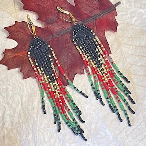 Lacquerware Fringe Earrings: Handmade Boho Folk Art Jewelry