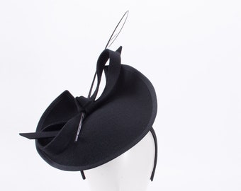 1pcs Black Womens 1950s Vintage Look Wool Felt Saucer Headpiece Fascinator Cocktail Hat A570