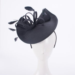 1pcs Black Womens 1950s Vintage Look Polyester Saucer Headpiece Fascinator Cocktail Hat T430