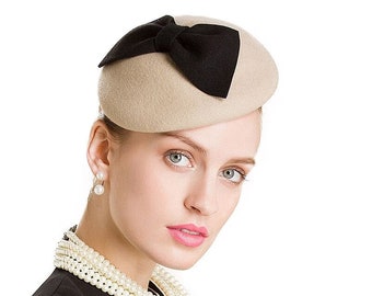 Camel Womens Fascinator Pillbox Felt Wool Cocktail Race Hat Formal Dress Winter Beret A317