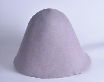 1pcs Light Gray Felt Wool Cone Cloche Hood Millinery Hats Fascinators Block Base B107