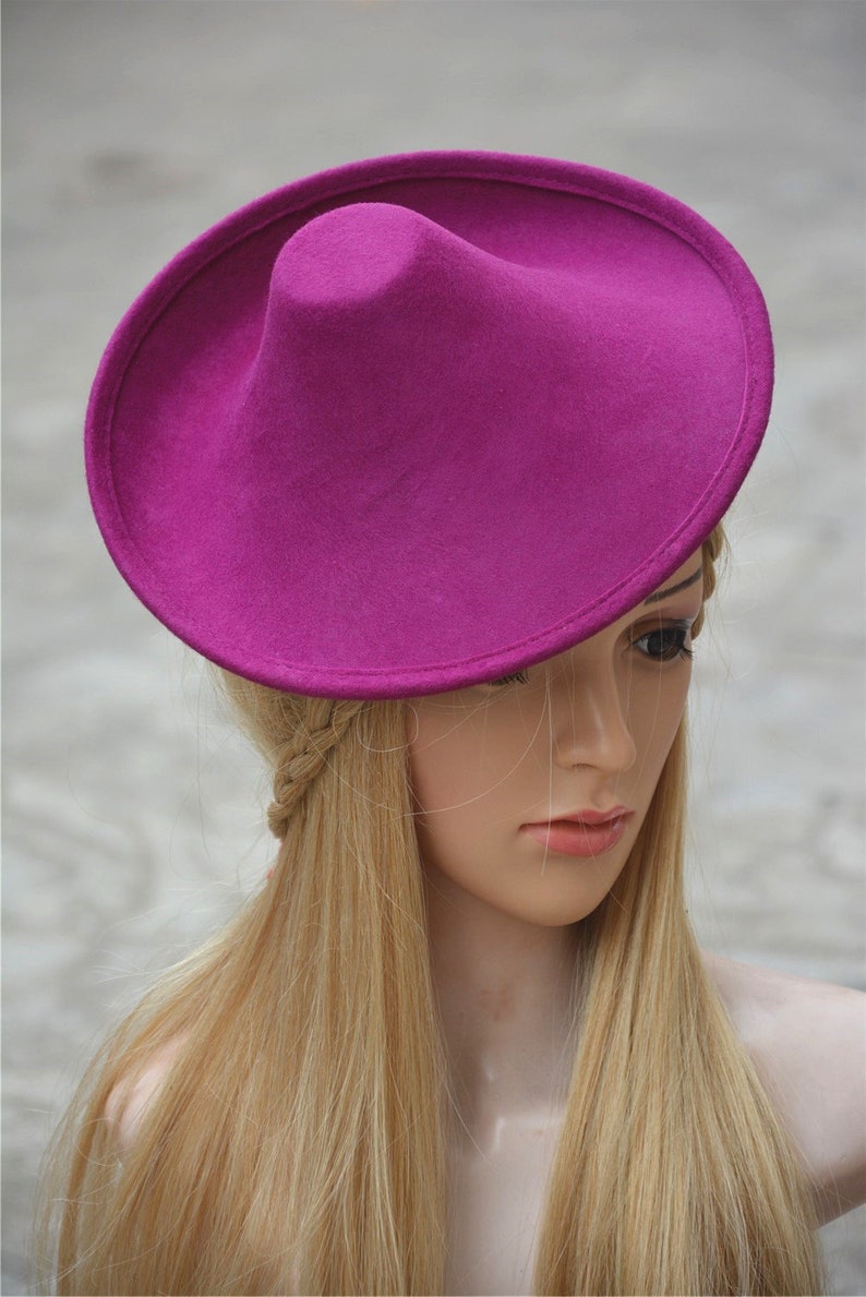 1 pcs Hot Pink New Circle Wool Felt Hat Millinery Supply Fascinator Base Cocktail Party A264