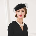 Womens Veil Neeting 100% Wool Felt Beret Hat Cocktail Race Modern Pillbox Hatinator Bridal Wedding Event Occasion Hats A606