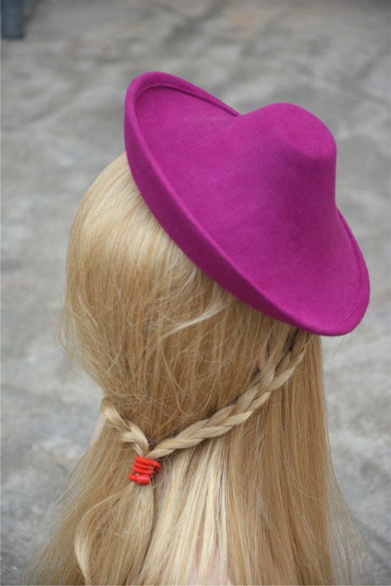 1 pcs Hot Pink New Circle Wool Felt Hat Millinery Supply Fascinator Base Cocktail Party A264