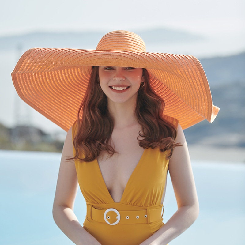 Foldable Oversized Straw Beach Sun Hat for Women, Extra Large Brim Hat,  Giant Floppy Straw Hat A601 