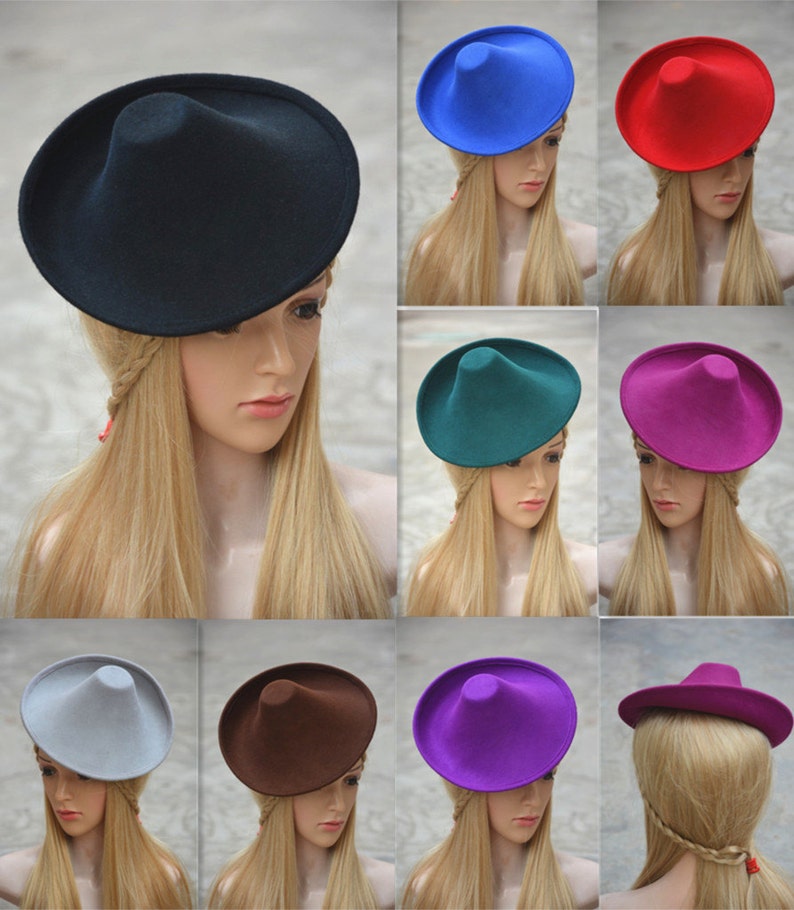 1 pcs Hot Pink New Circle Wool Felt Hat Millinery Supply Fascinator Base Cocktail Party A264