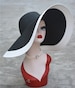 1pcs Black top with white Brim 7.1' Womens Kentucky Derby Wide Brim Straw Summer Floppy Sun Beach Hat Body Millinery Base A330 