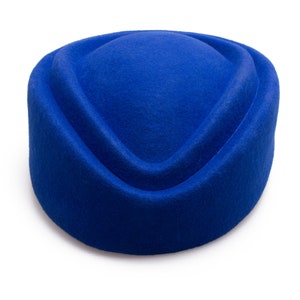 1pcs Blue 100% Felt Wool Stewardess Air Hostesses Pillbox Hat Millinery TearDrop Fascinator Base A049