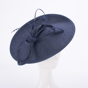 1pcs Navy Blue (shipped in a box) Womens Kentucky Derby Sinamay Fascinators Wedding Church Racing Hats Headband Headpiece T444