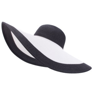 1pcs Black top with Black Brim 7.1" Womens Kentucky Derby Wide Brim Straw Summer Floppy Sun Beach Hat Body Millinery Base A330