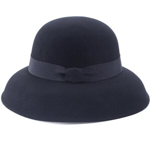 1pcs Black Womens Downtown Abbey Vintage Style 100% wool Felt Church Wedding Wide Brim Hat T402