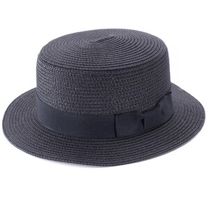 1pcs Black Color Women Boater Sun Cap Ribbon Round Flat Top Straw Fedora Panama Summer Hat Body Millinery Base A456