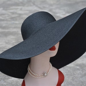 1pcs Black 7.1" Womens Kentucky Derby Wide Brim Straw Summer Floppy Sun Beach Hat Body Millinery Base A330