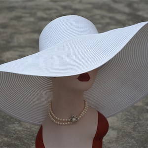 1pcs White 7.1" Womens Kentucky Derby Wide Brim Straw Summer Floppy Sun Beach Hat Body Millinery Base A330
