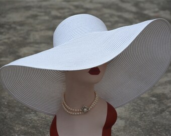 1pcs White 7.1" Womens Kentucky Derby Wide Brim Straw Summer Floppy Sun Beach Hat Body Millinery Base A330
