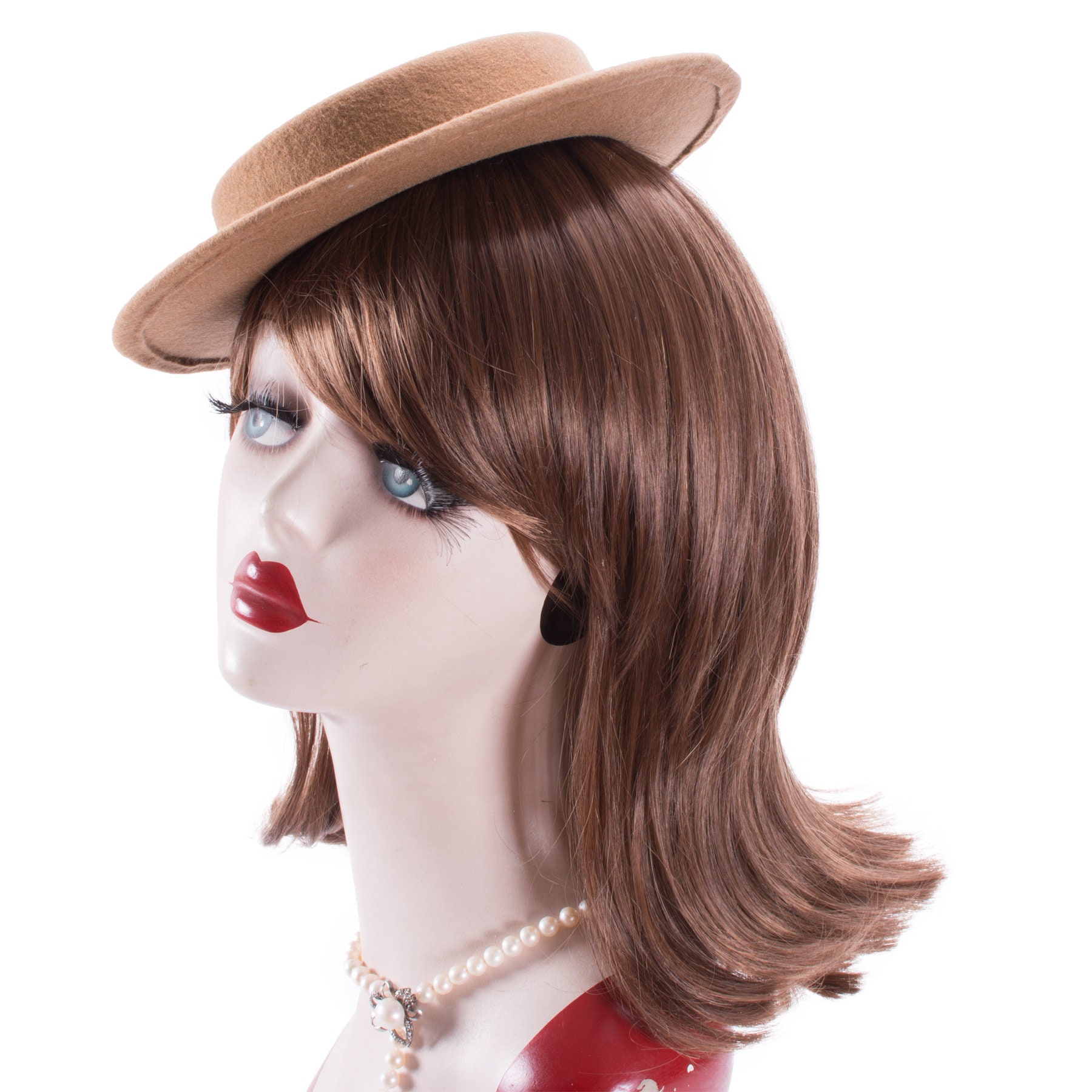 1pcs Camel Womens Tilt Fascinator Wool Felt Hat Party Wedding Etsy