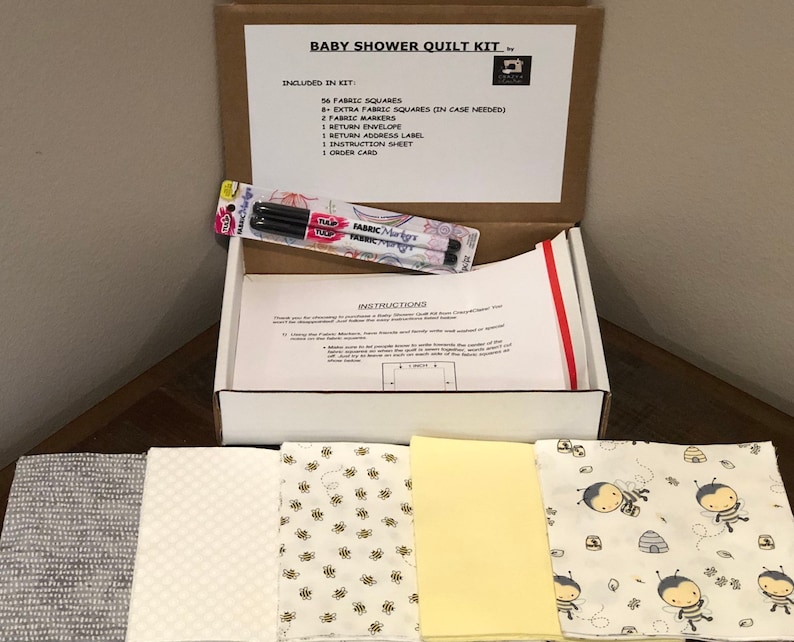 Bumblebee Baby Shower Quilt Kit Yellow and Gray Baby Shower Gift Honey Bees Baby Blanket -Newborn Gift Bee Baby Quilt Baby Shower Id
