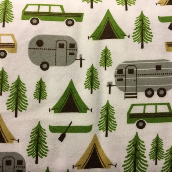FLANNEL - Airstream Trailer Fabric - Campfire Fabric - Father's Day Fabric - Manly Fabric - Camping Fabric - Wilderness Fabric