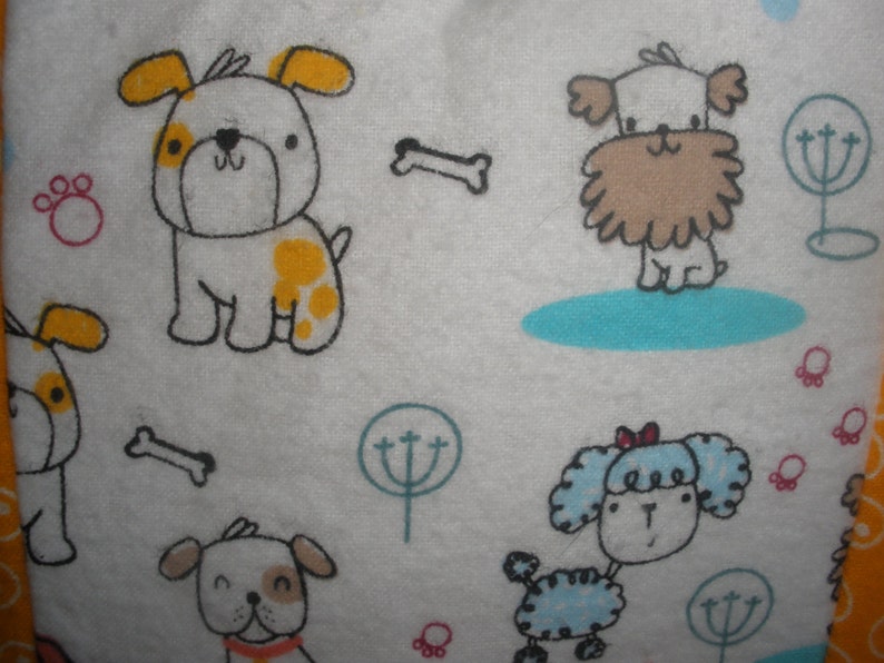 Dog Themed Orange and White Patchwork Quilt