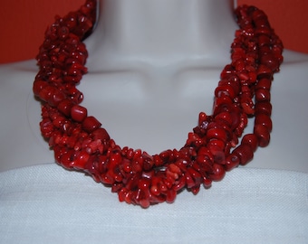 Collier tendance corail rouge - Collier tendance rouge Collier de perles épaisses audacieux