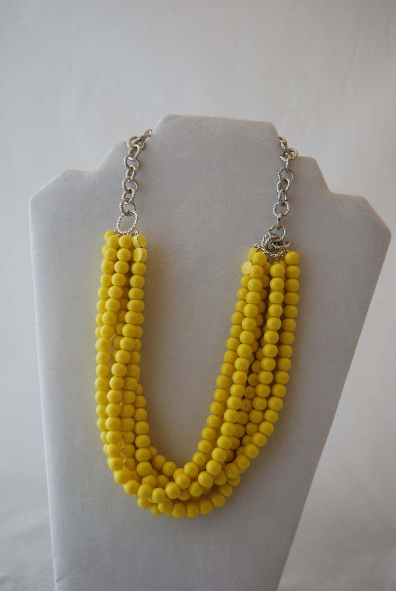 Yellow Beaded Necklace Chunky Ceramic Bead Necklace statement | Etsy