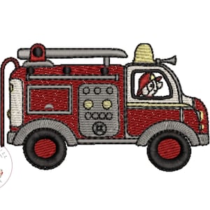 Fire Truck machine embroidery designs, rescue vehicle car, fire fighting kid boy fire truck embroidery, fill stitch design hoop 4x4 5x5 6x6