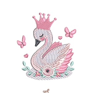 Swan embroidery designs - cute floral Goose machine embroidery, floral swan cottage-core aesthetic embroidery design machine