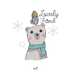 Polar bear machine embroidery design - Christmas bear embroidery, Cute Christmas animals embroidery design file, instant download 4 sizes
