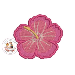 Hibiscus Flower Machine Embroidery Design: Tropical Satin Stitch (2x2, 4x4)